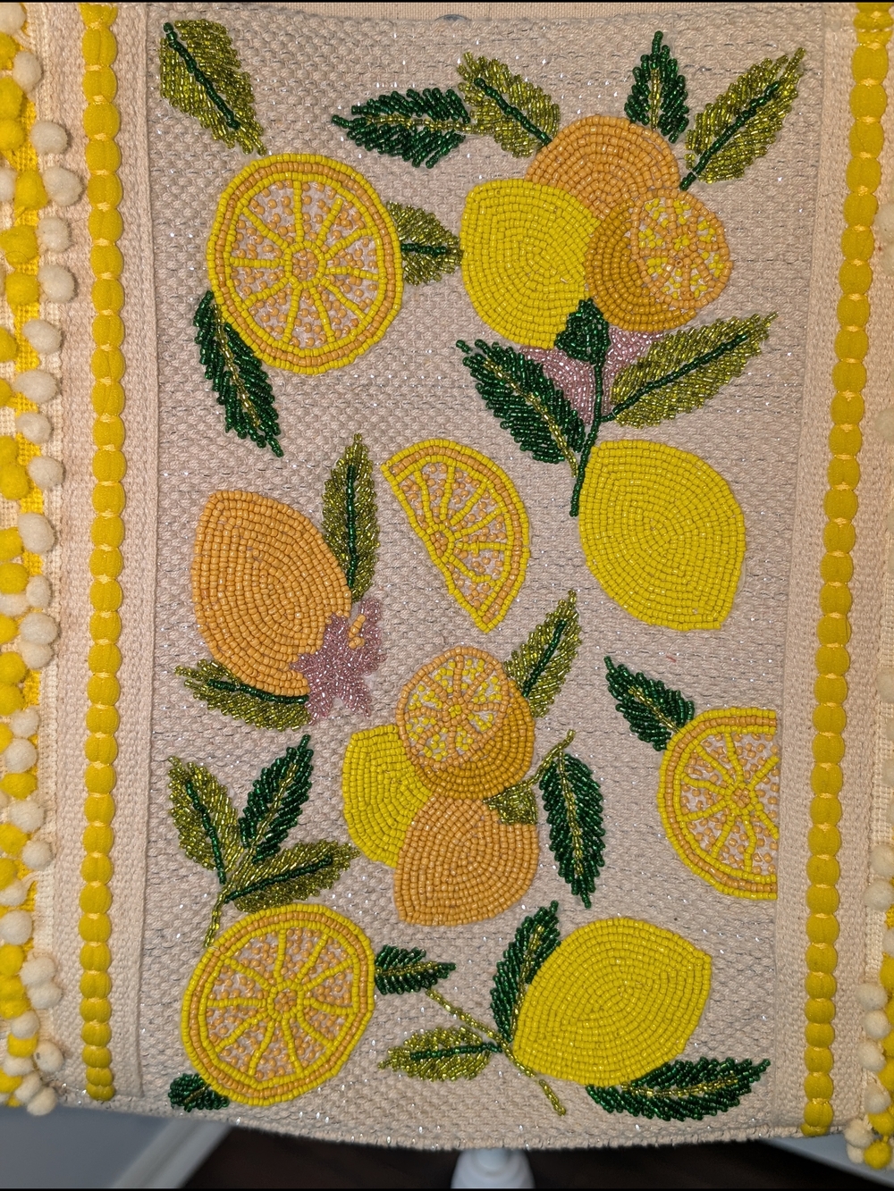 America and Beyond Limited Edition "Make Lemonade" Hand-Beaded Beach Bag - Picture 3 of 10